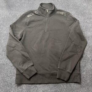 Michael Kors Sweatshirt Womens XL Black Fleece 1/4 Zip Mock Neck Logo Pullover